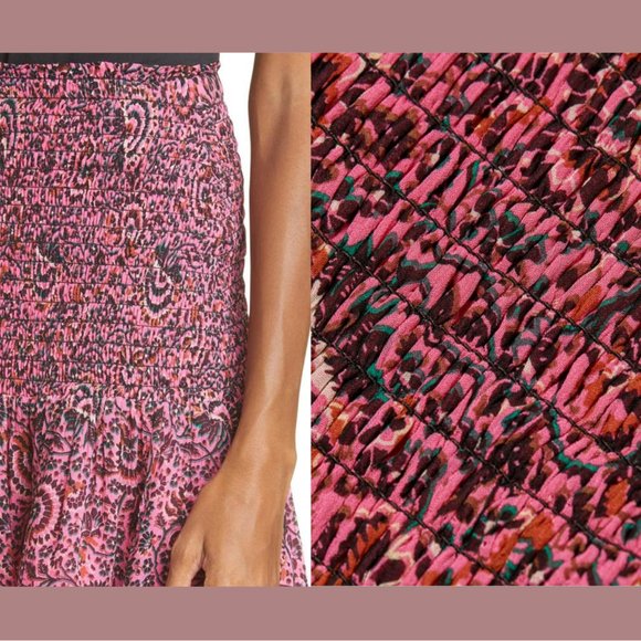 NEW $395 A.L.C [ 14 ] Kade Floral Smocked Mini Skirt‎ in Pink - Picture 5 of 13